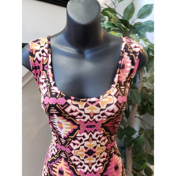 House of Bailey Long Maxi Dress Womens Large Multi Scoop Neck Drawstring Waist - Picture 12 of 13